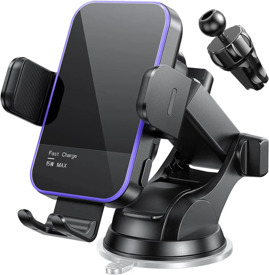 Auto Clamping Car Mount with 15W Charging